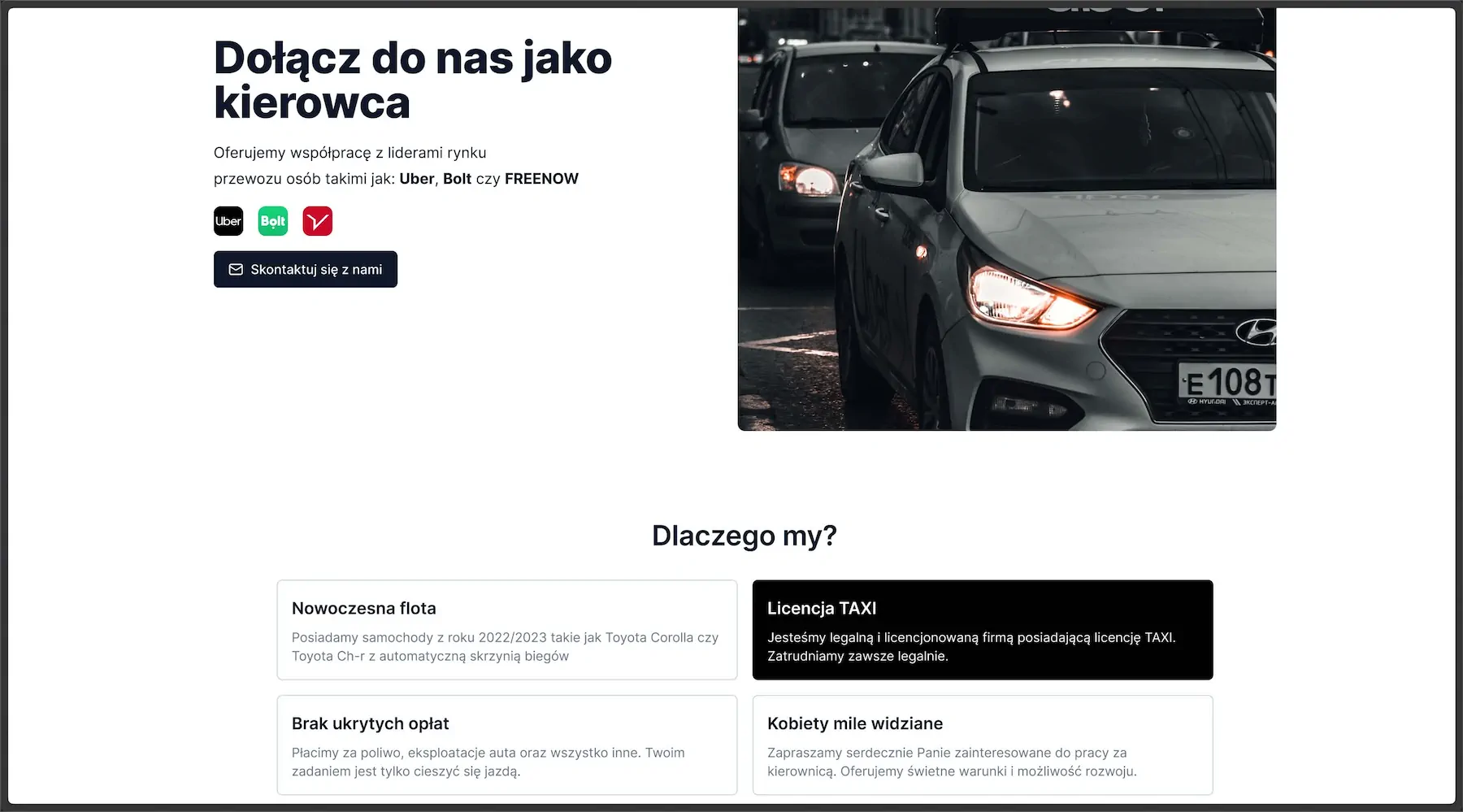 Projekt strony internetowej Dim Cars