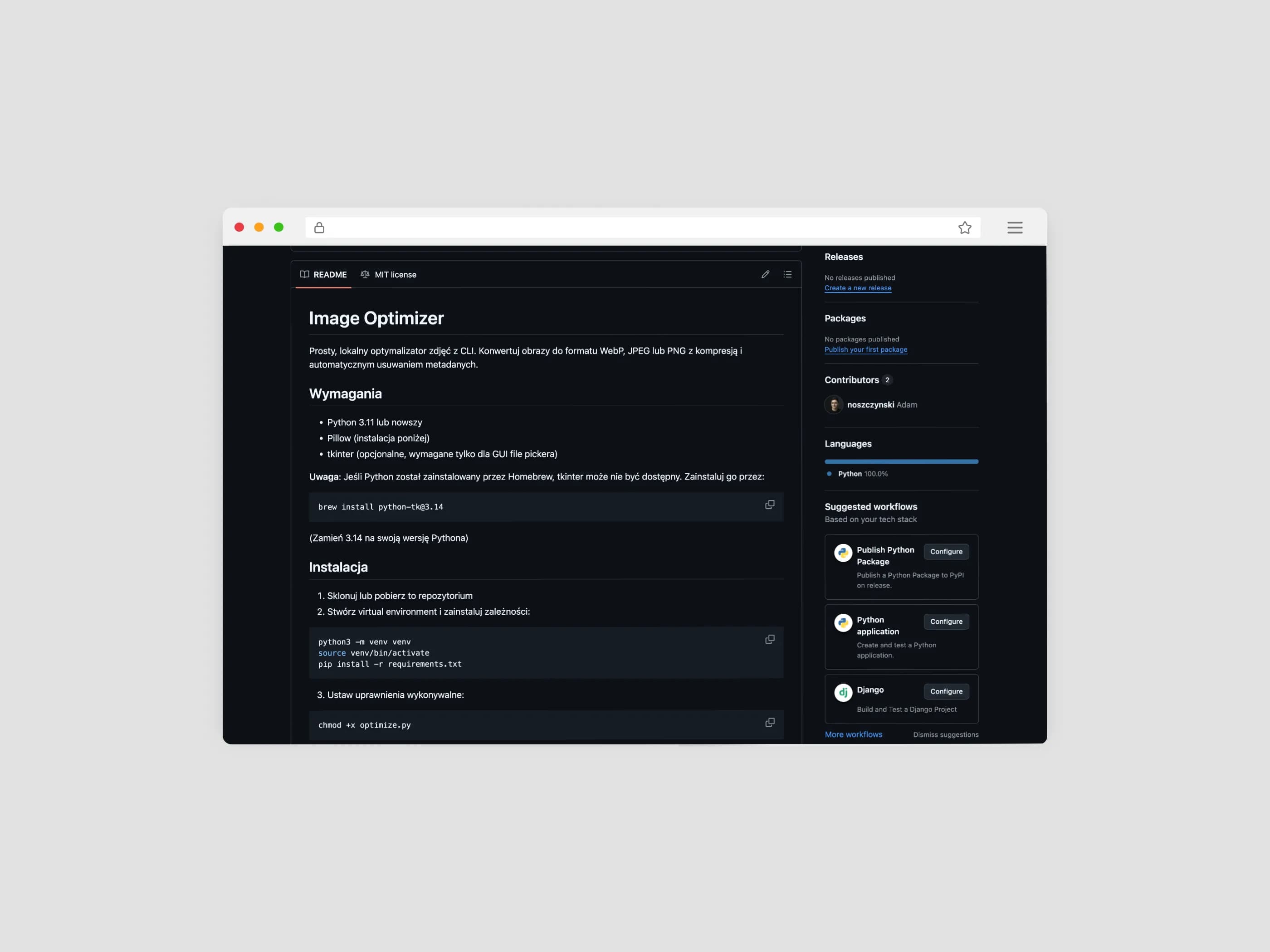 Optymalizator obrazów CLI