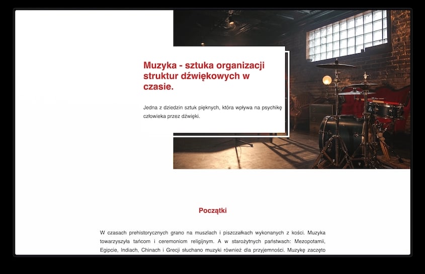 Strona internetowa z muzyką