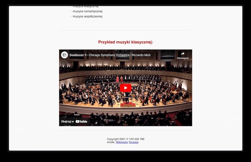 Strona internetowa z muzyką